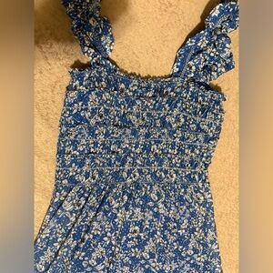Blue Floral Smocked Dress S/M